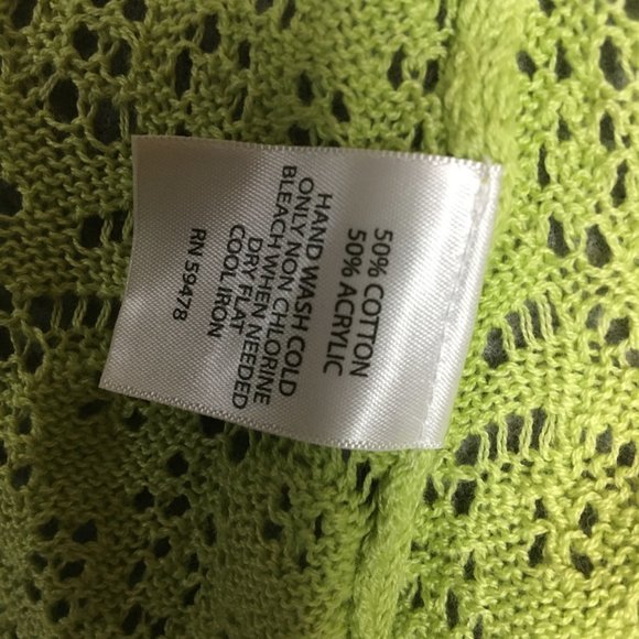 Cynthia Rowley Sweater S Cardigan Dip Dye Cotton Blend Blue Green Open Knit - Picture 8 of 12